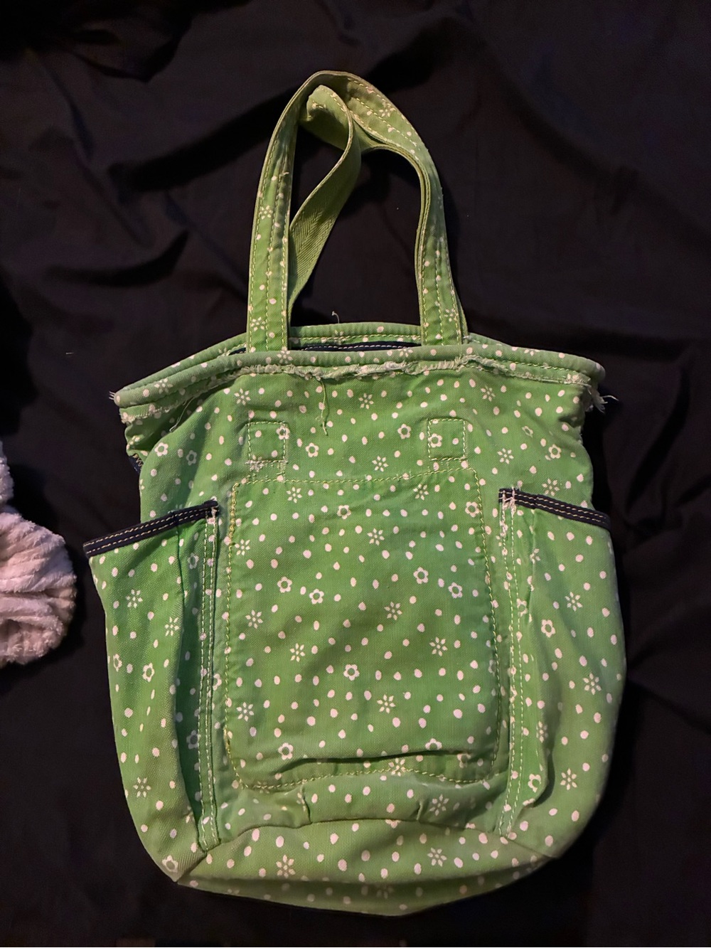 Green Floral Canvas Tote Bag - Everyday Women's Shoulder Bag